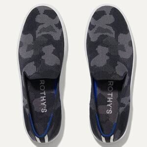 Rothy’s The Original Slip On Sneakers Knitted Camo Gray Black Size 7.5